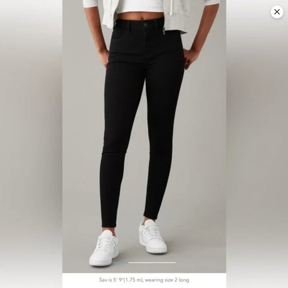 Black American Eagle High-Rise Skinny Jeans (LONG)